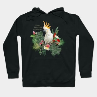 Polygonal Illustration Cockatoo bird and Amazon plants. Hoodie